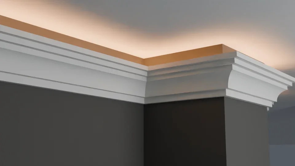 Front illustration of LC-02 around an outside corner with warm light above.